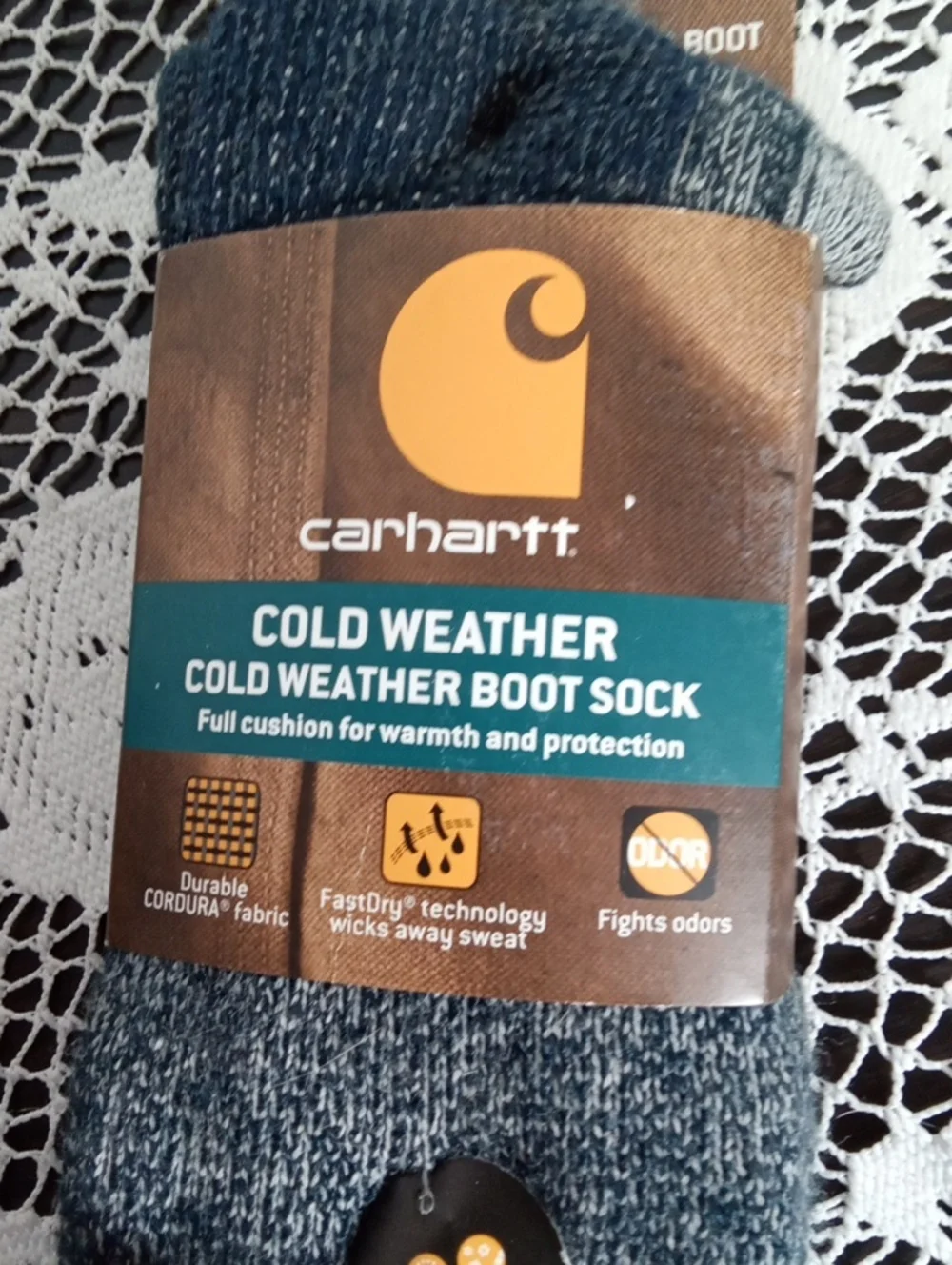 Carhartt Men's Cold Weather Boot Socks - Navy Heather One Pair Cordura Fiber